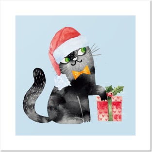 cat Christmas Posters and Art
